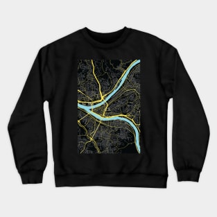 Pittsburgh City Road Map in Black and Gold Crewneck Sweatshirt